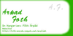 arpad foth business card